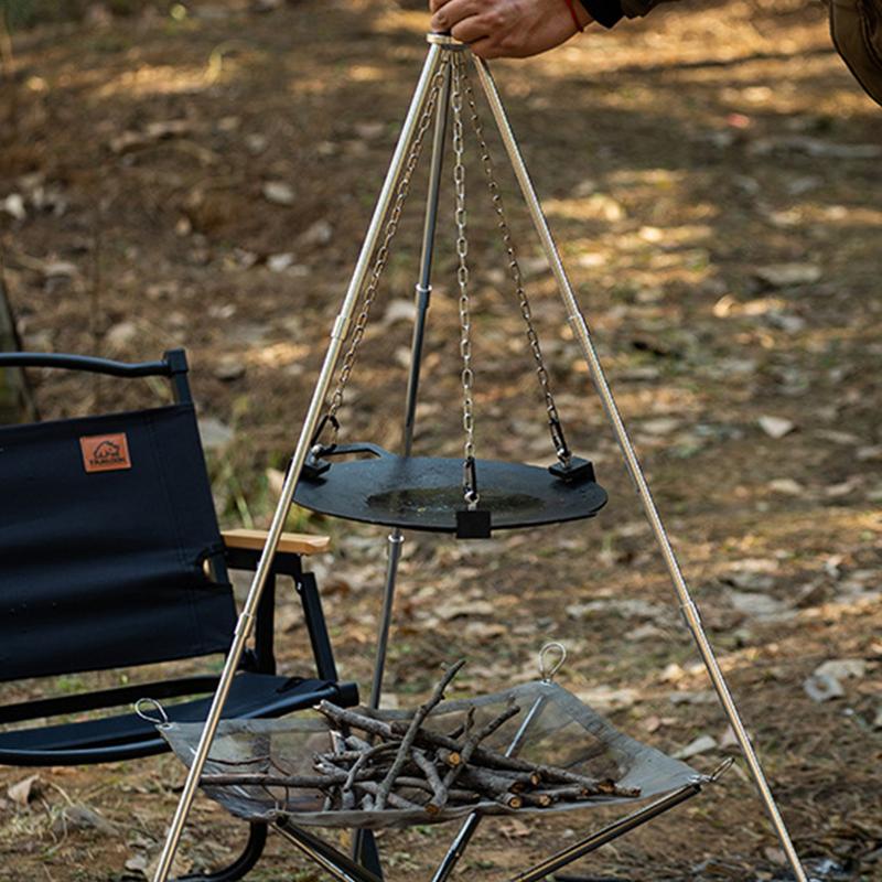 Camping Cooking Pot Tripod - Supporto triangolare portatile per falò da
