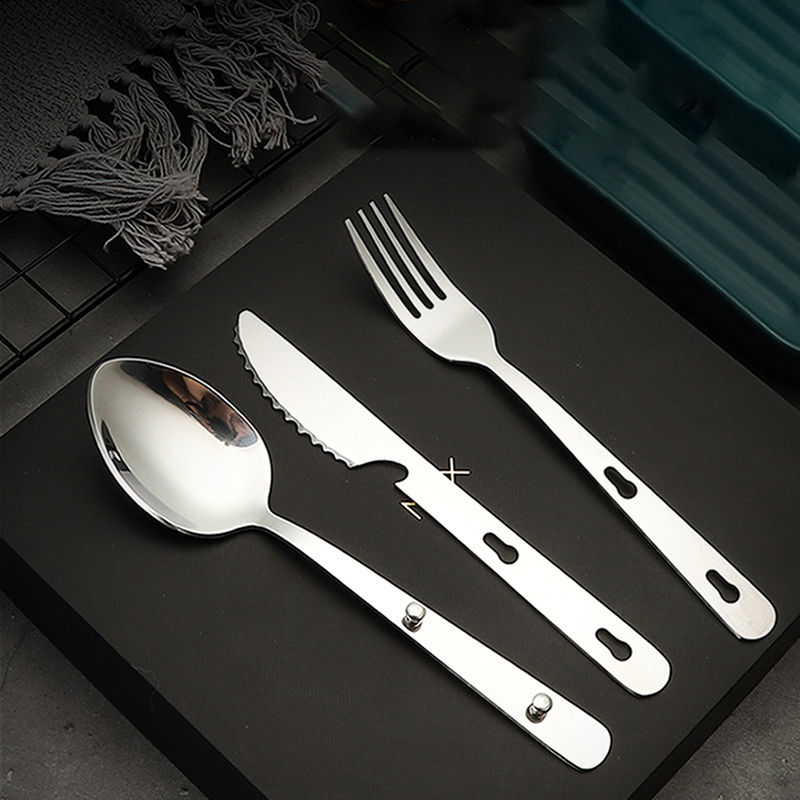 Camping Cooking Knife Set - 3 pz/set Stoviglie Portatili In Acciaio