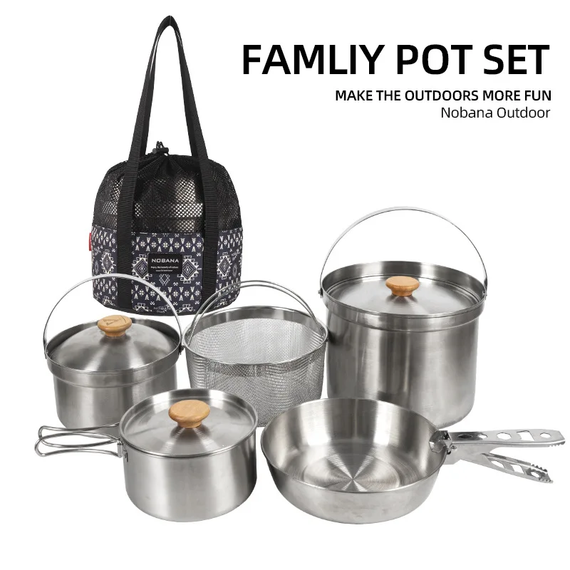 Camping Cooking Mesh - Nuovo Set di Pentole in Acciaio