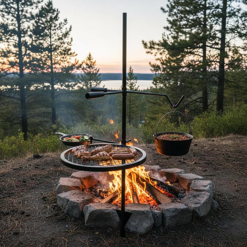 Camping Cooking Mesh - Griglia Girevole per Cucinare 24x24 Pollici