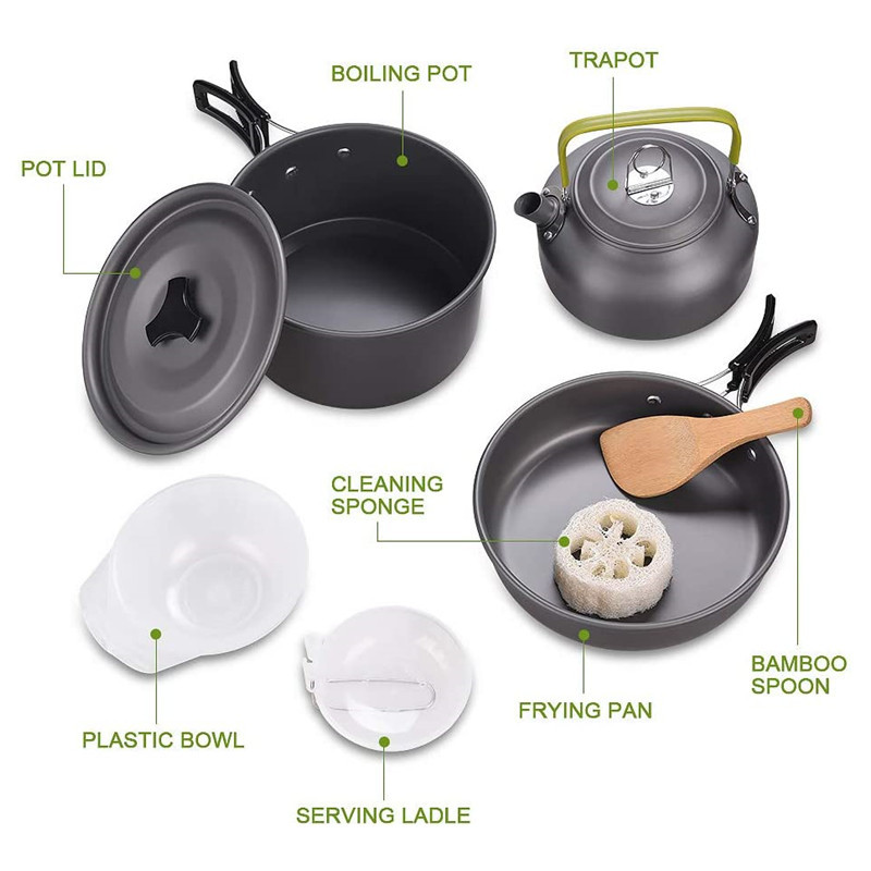 Kit di pentole da campeggio al - Camping Cooking Kit Box recensione e prezzo